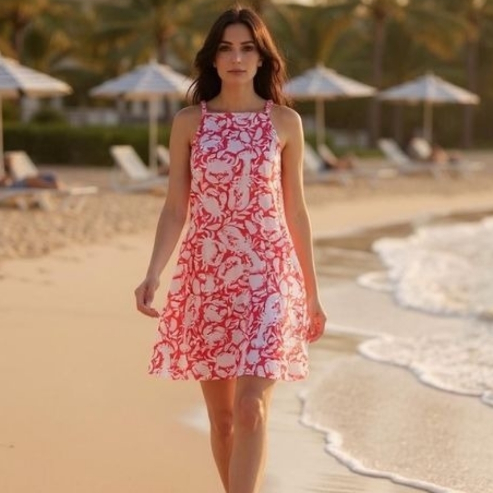 NEW Lilly Pulitzer Braided Straps Kyleigh Dress - Cane Coral Crab Collab - Picture 3 of 10